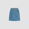 A-line mini skirt in cotton denim