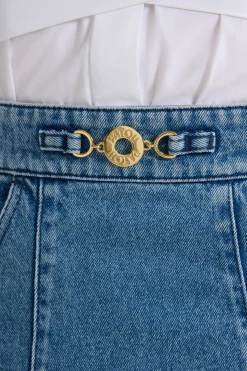 A-line mini skirt in cotton denim