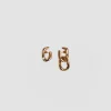 Asymmetric chain earrings in gold-plated brass