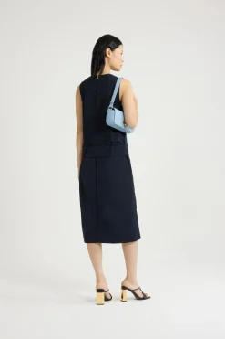 Belted midi dress in lightweight recycled nylon