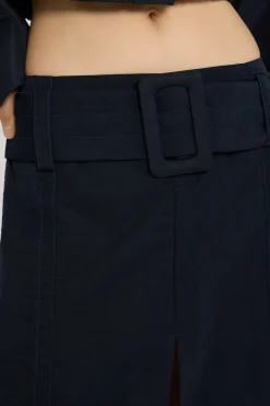 Belted midi skirt in lightweight recycled nylon