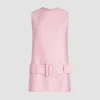 Belted mini dress in lightweight organic cotton tweed
