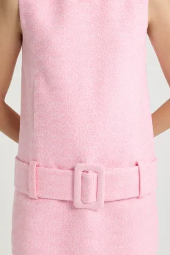 Belted mini dress in lightweight organic cotton tweed