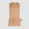 Belted mini dress in organic cotton twill