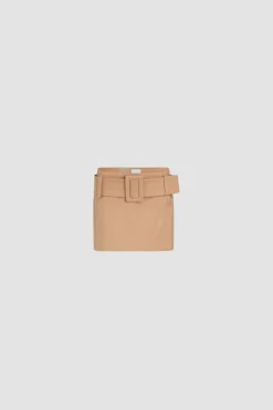 Belted mini skirt in organic cotton twill