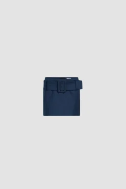 Belted mini skirt in organic cotton twill