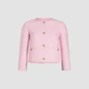 Boxy collarless jacket in lightweight organic cotton tweed