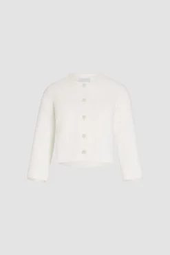 Boxy collarless jacket in quilted sustainable viscose blend