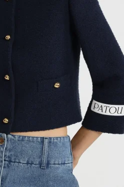 Boxy collarless jacket in lightweight organic cotton tweed