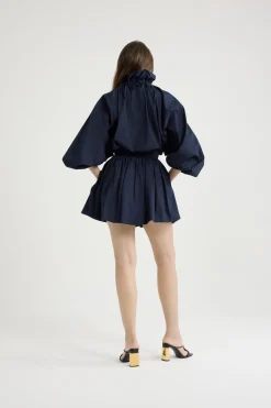 Bubble mini skirt in organic cotton poplin