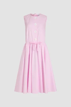Buttoned midi dress in organic cotton poplin