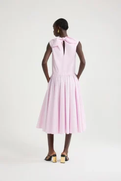 Buttoned midi dress in organic cotton poplin