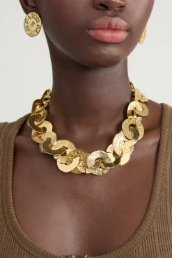 Coin choker in gold-plated brass