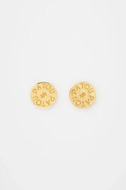 Coin clip earrings in gold-plated brass