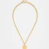 Coin pendant necklace in gold-plated brass