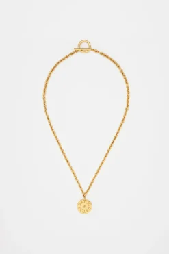 Coin pendant necklace in gold-plated brass