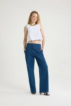 Crop top in organic cotton poplin