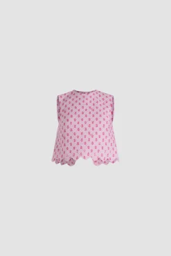 Crop top in printed quilted sustainable viscose blend