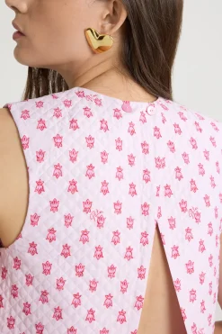 Crop top in printed quilted sustainable viscose blend