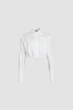Cropped safari shirt in organic cotton poplin