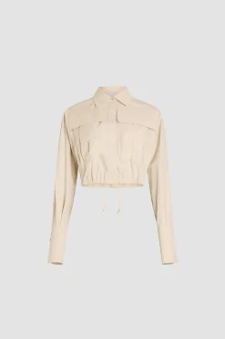Cropped safari shirt in organic cotton poplin