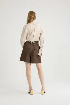 Cropped safari shirt in organic cotton poplin