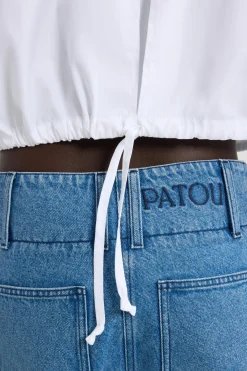Cropped safari shirt in organic cotton poplin