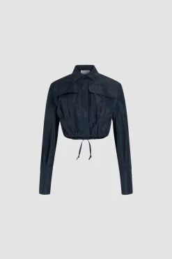 Cropped safari shirt in recycled faille