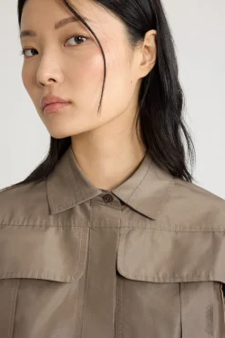 Cropped safari shirt in recycled faille