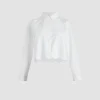 Cropped scalloped shirt in organic cotton poplin