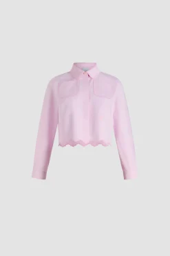 Cropped scalloped shirt in organic cotton poplin