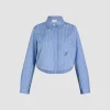 Cropped shirt in printed organic cotton poplin