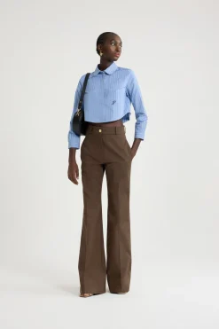 Cropped shirt in printed organic cotton poplin