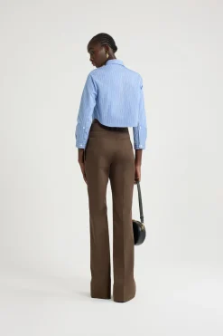 Cropped shirt in printed organic cotton poplin