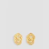 Double coin earrings in gold-plated brass
