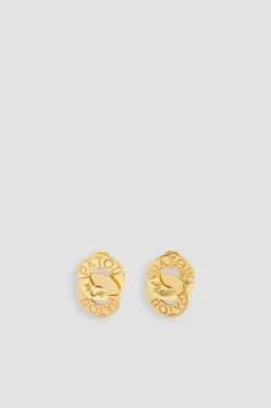 Double coin earrings in gold-plated brass