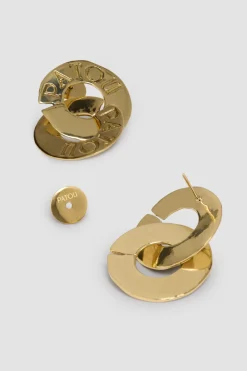 Double coin earrings in gold-plated brass