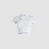 Draped cropped t-shirt in stretch organic cotton