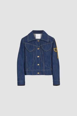 Embroidered logo denim jacket