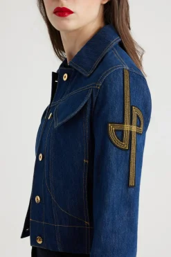 Embroidered logo denim jacket