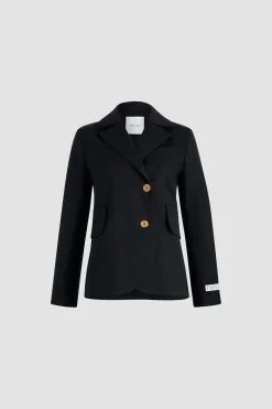 Fitted belted jacket in sustainable technical wool twill