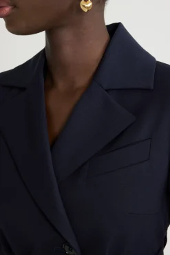 Fitted belted jacket in sustainable technical wool twill