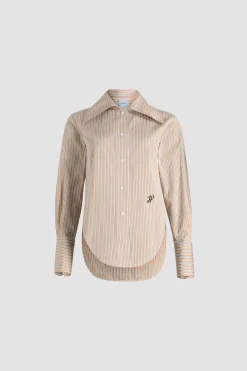 Fitted shirt in printed organic cotton poplin