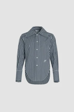 Fitted shirt in printed organic cotton poplin