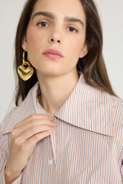 Fitted shirt in printed organic cotton poplin