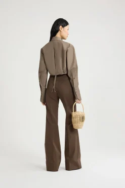 Flared trousers in organic cotton gabardine