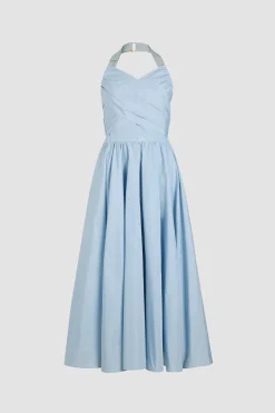 Halterneck maxi dress in recycled faille