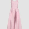 Halterneck maxi dress in printed organic cotton poplin