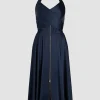 Halterneck midi dress in satin