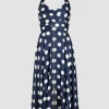 Halterneck midi dress in printed satin